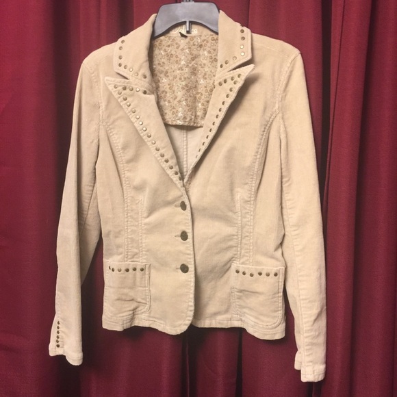 Deluxe Tan Corduroy Jacket‎ w/Metal embellish-Med - Picture 1 of 7